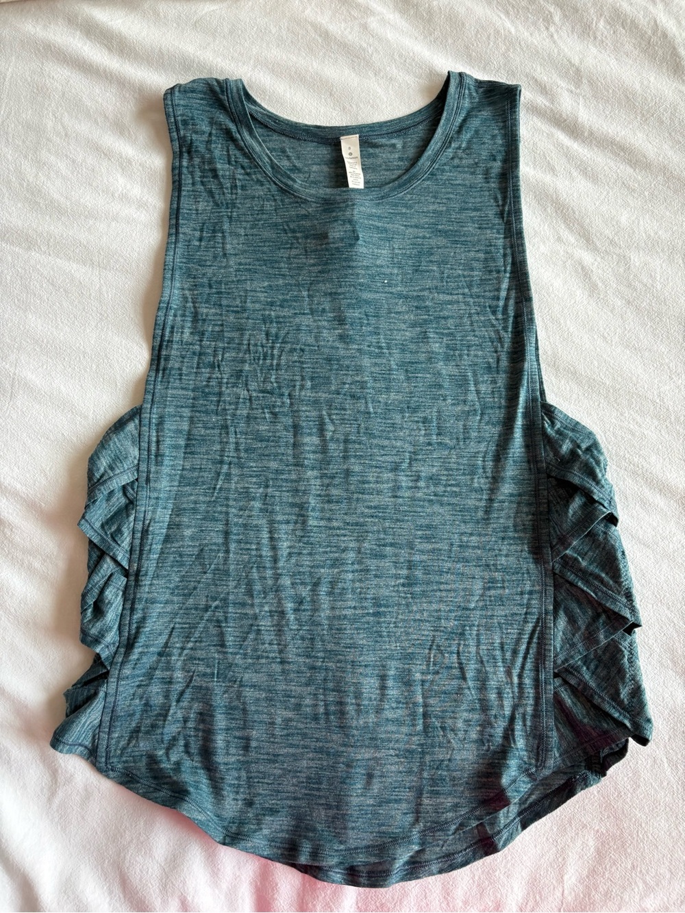 lululemon athletica Teal Heather Ruffle-Side Tank